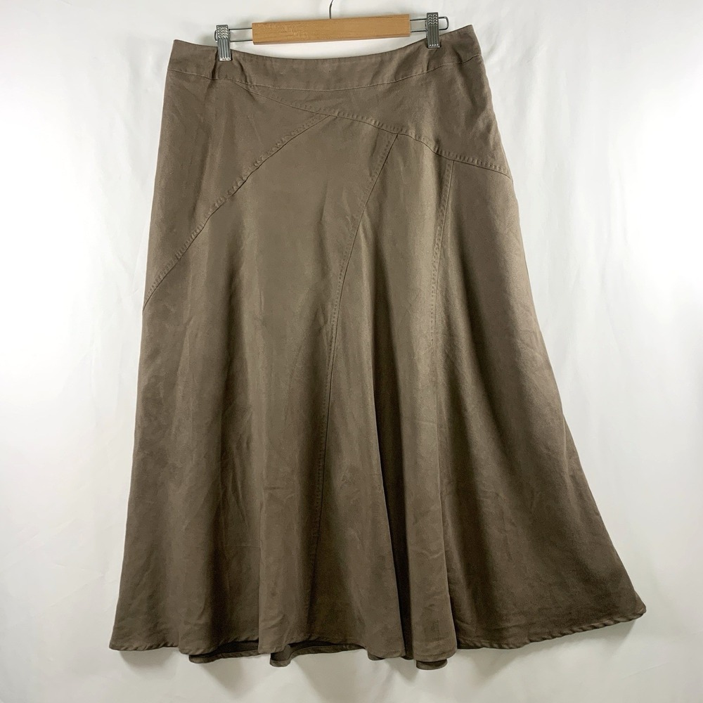 Western Faux Suede Paneled Midi Skirt Size XL Country Cowgirl Boho Chic Office